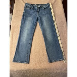 LRL Ralph Lauren Jeans Womens 12 Petite Blue Classic Straight Stretch Distressed